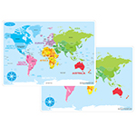 WORLD MAP LEARNING MAT DO UBLE SIDED