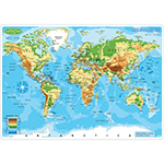 WORLD MAP PHYSICAL LEARN MAT 2 SIDE