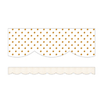 WHITE WITH GOLD DOTS SCAL LOPED TRIM