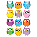 COLORFUL OWLS CUT OUTS 36 CT