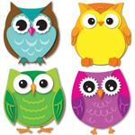 (6 PK) COLORFUL OWLS CUT OUTS