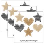 (3 PK) BURLAP STARS AND H EARTS CUT