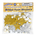 SLV/GLD STARS GLITTER FOA M STICKERS