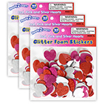 (3 PK) GLITTER FOAM STICK ERS HEARTS