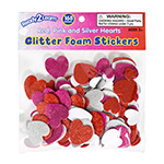 GLITTER FOAM STICKERS HEA RTS