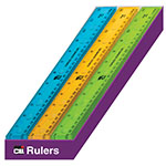 RULER PLASTIC 12IN ASRTD COLRS 36ST