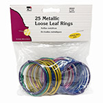 LOOSE LEAF RINGS ASST COL ORS 25PK