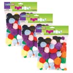 (3 PK) POM PONS ASST COLO RS & SIZES