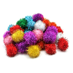 GLITTER 1IN POM PONS 40 P CS