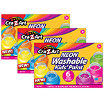 (3 PK) 6 COUNT NEON WASHA BLE PAINT