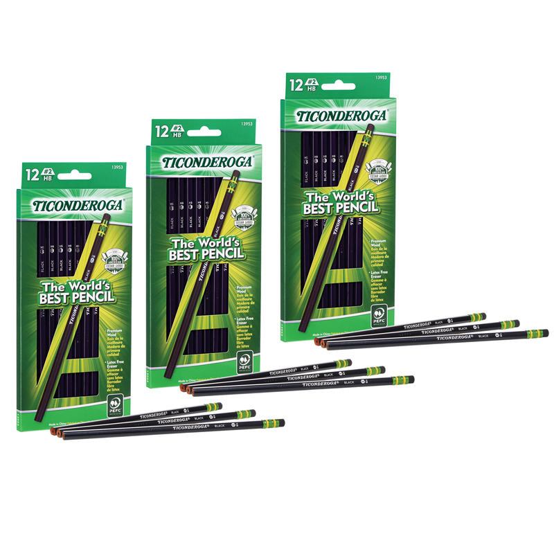 (3 PK) TICONDEROGA BLACK NUM2