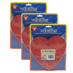 (3 PK) DOILIES 6 RED HEAR TS