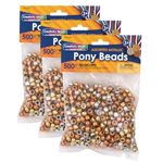 (3 PK) PONY BEADS METALLI C