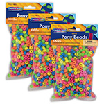 (3 EA) NEON PONY BEADS AS ST COLORS