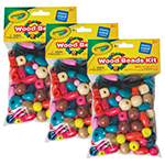 (3 PK) WOOD BEADS ASST CO LORS 100CT