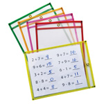 DRY ERASE POCKETS 5 NEON COLRS 25PK