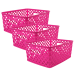 (3 EA) SMALL HOT PINK WOV EN BASKET