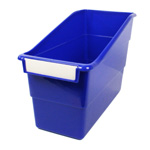 BLUE SHELF FILE WITH LABE L HOLDER