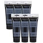 (6 EA) 120ML TUBE ACRYLIC MARS BLK