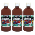 (3 EA) 16OZ ACRYLIC PAINT BROWN