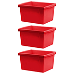 (3 EA) SMALL RED CLASS ST ORAGE BIN