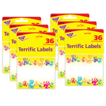 (6 PK) NAME TAGS RAINBOW HANDPRINTS