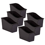 (6 EA) BLACK PLASTIC BOOK BIN