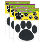 (3 PK) ACCENTS BLACK PAW PRINTS