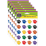 (6 PK) COLORFUL PAW PRINT STICKERS