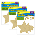 (3 PK) GOLD GLITZ STARS A CCNTS ASST